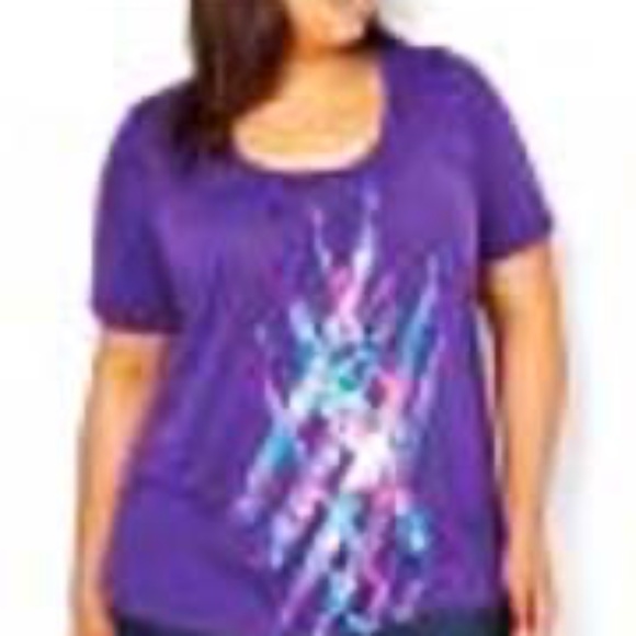 T-SHIRT, RELAXED FIT, DEEP VIOLET, SIZE 4X, V NECK, SCREEN PRINT, SHORT SLEEVES, - Picture 1 of 1
